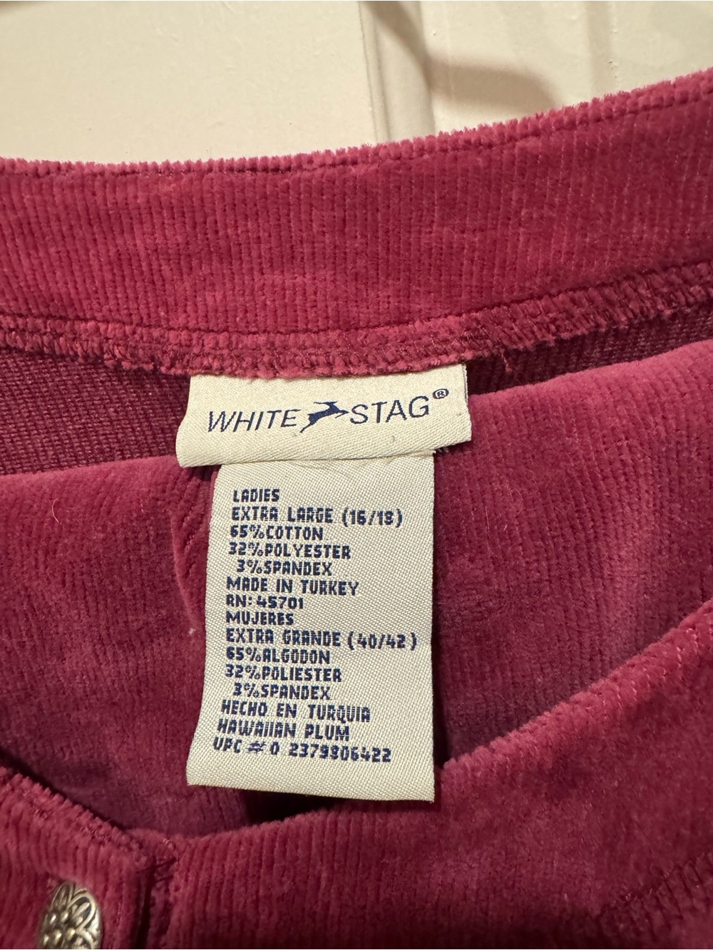 Velour Button-Front two piece set - Picture 5 of 5